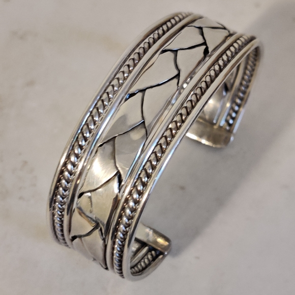 Massive Sterling Silver Braided Cuff Bracelet - Picture 7 of 16
